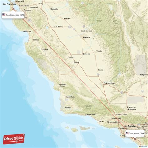 Flight time from SFO to SNA is 1 hour, 5 minutes